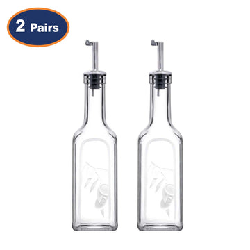 4Pcs 345ml Bottle with Metal Pourer Oil Vinegar Glass Dispenser