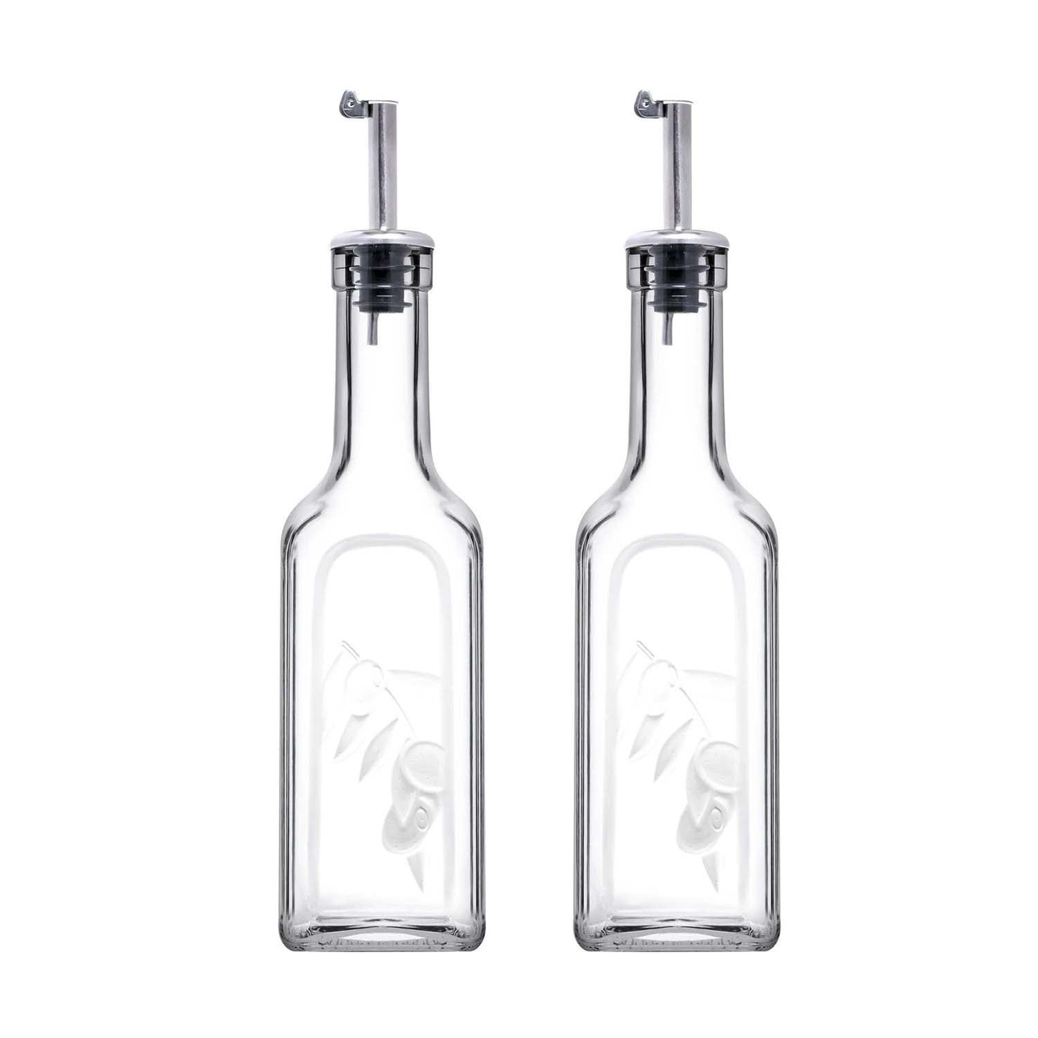 345ml Bottle with Metal Pourer Oil Vinegar Glass Dispenser
