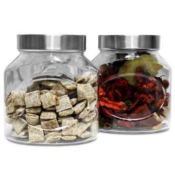 2Pcs 1.5 Litre Glass Food Jar