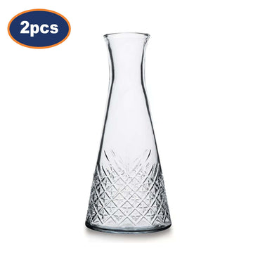 2Pcs 940ml Clear Glass Crystal Cut Carafes