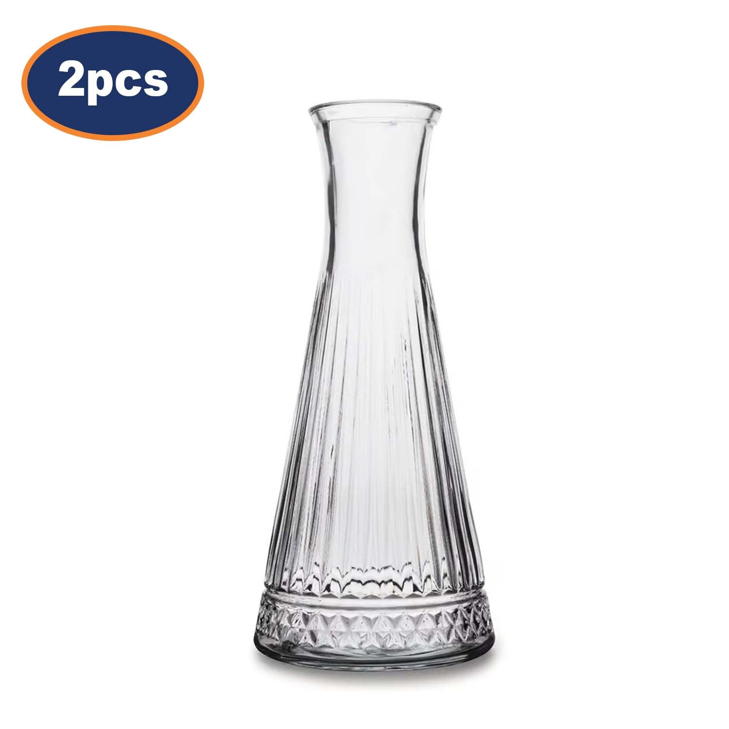 2Pcs 940ml Clear Glass Vertical Stripes Carafes