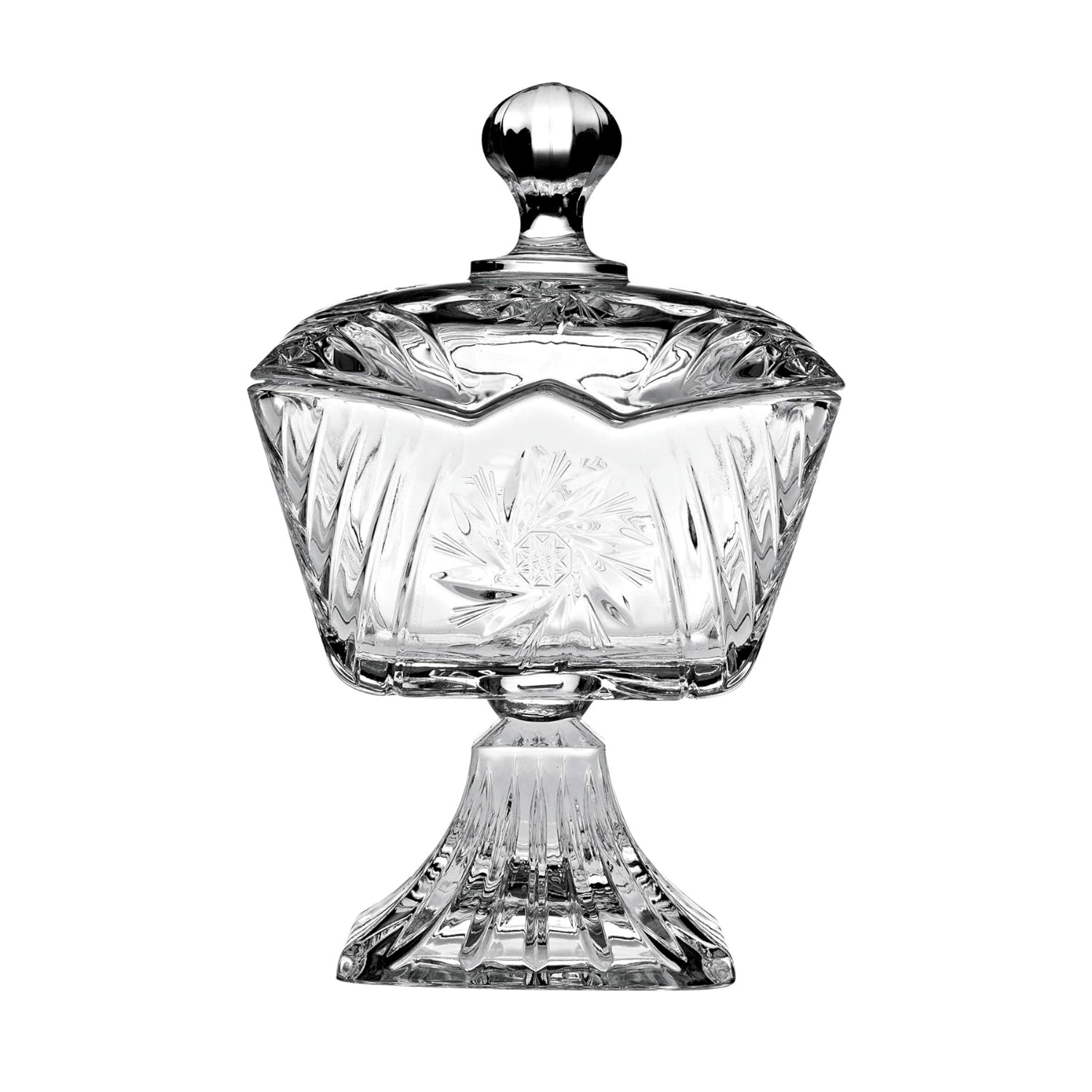 Stella Crystalline Clear Glass With Lid Sweet Jar
