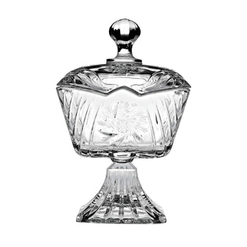 Stella Crystalline Clear Glass With Lid Sweet Jar