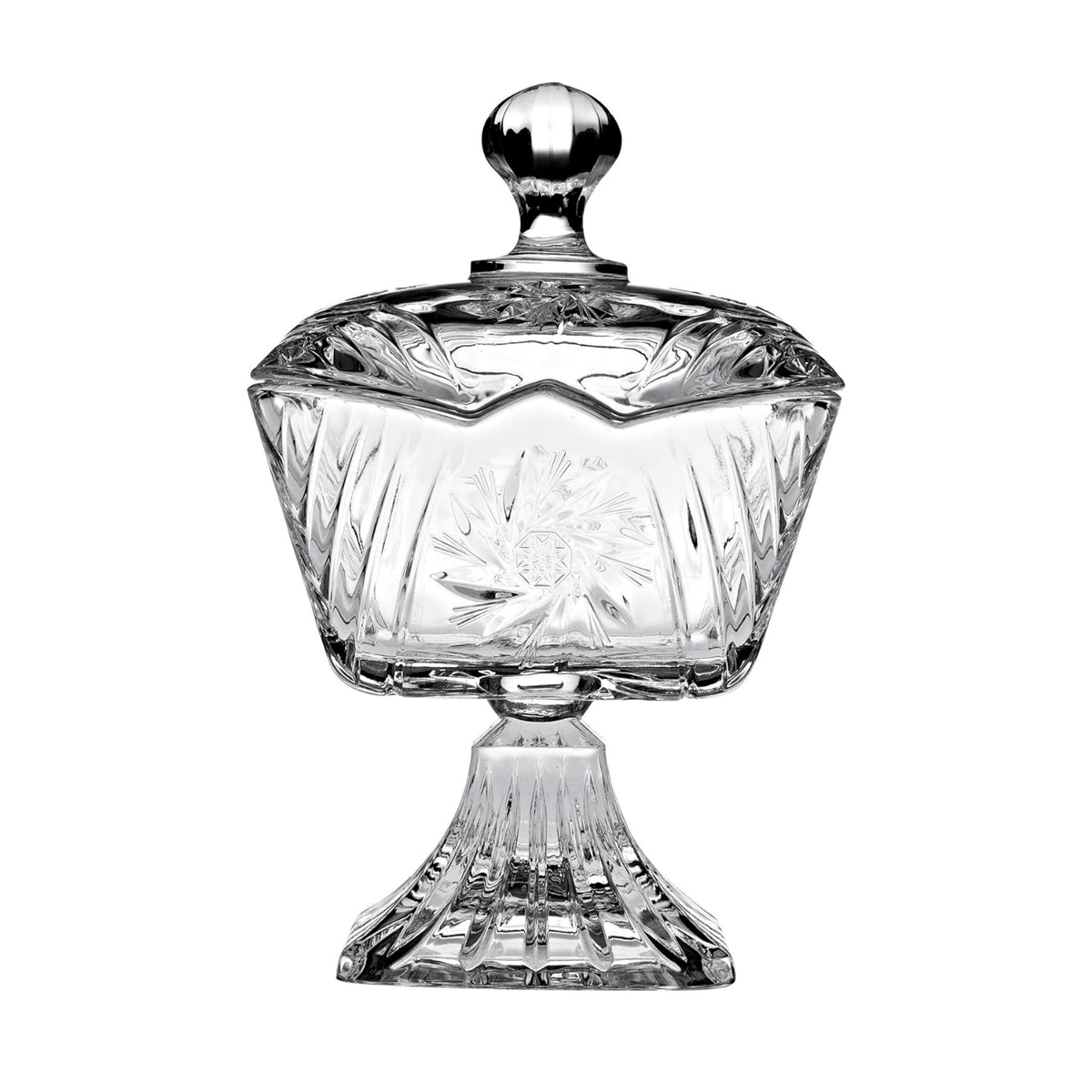 Stella Crystalline Clear Glass With Lid Sweet Jar