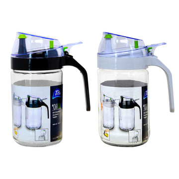 2Pcs 660ml Bottle with Metal Pourer Oil Vinegar Glass Dispenser