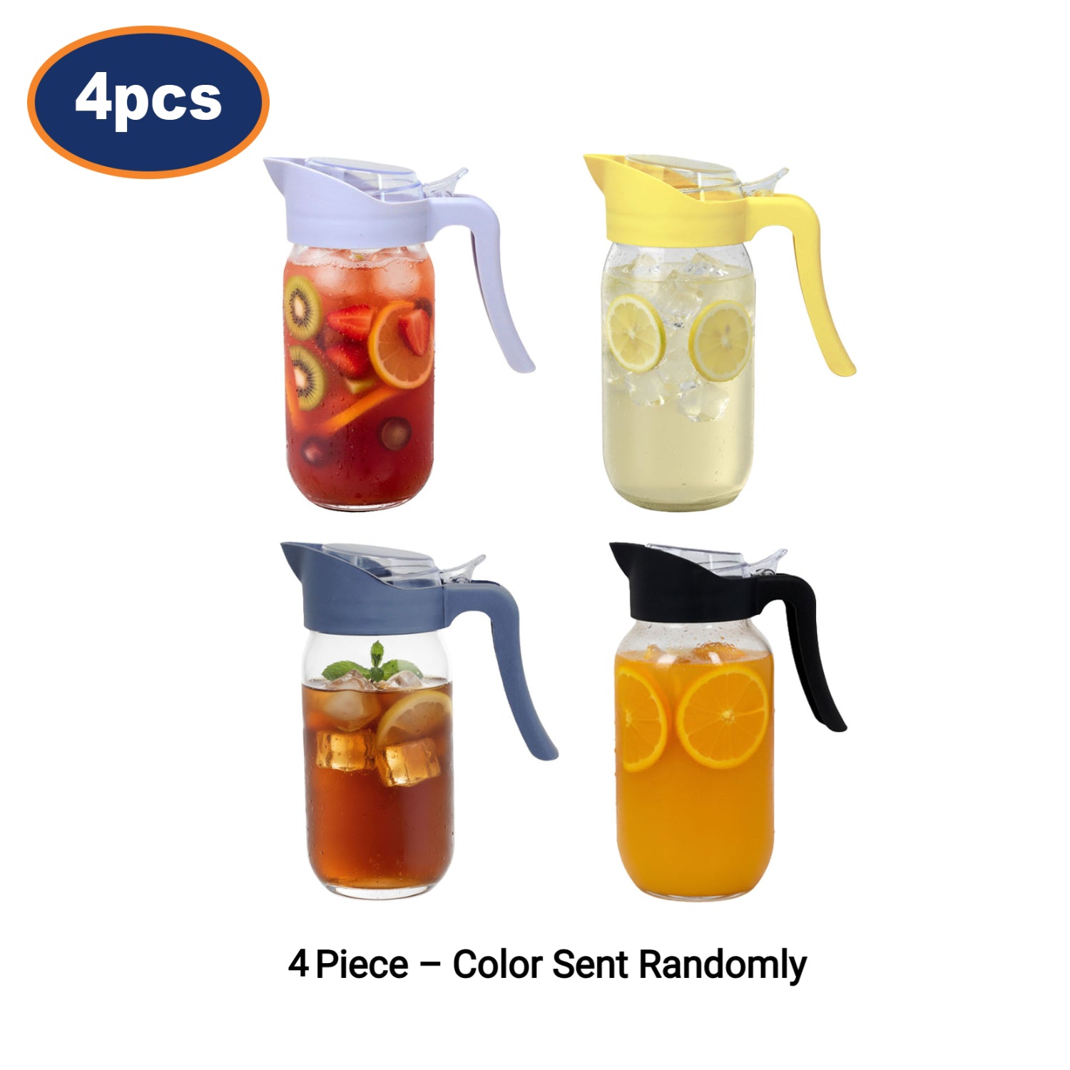 4Pcs 1 Litre Glass Pitcher