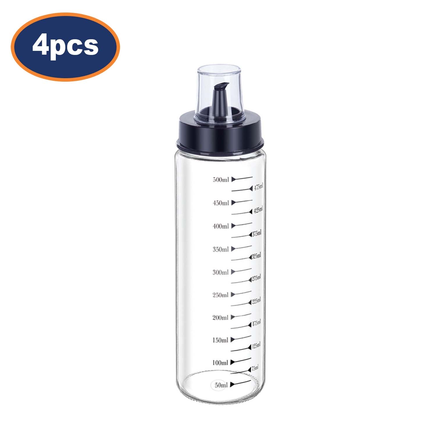 4Pcs 500ml Clear Glass Oil Bottle