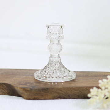 Paisley Clear Glass Candle Holder