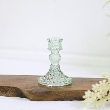 Paisley Green Glass Candle Holder
