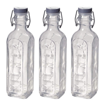 3Pcs Kilner 600ml Clip Top Glass Storage Bottles