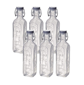 6Pcs Kilner 600ml Clip Top Glass Storage Bottles