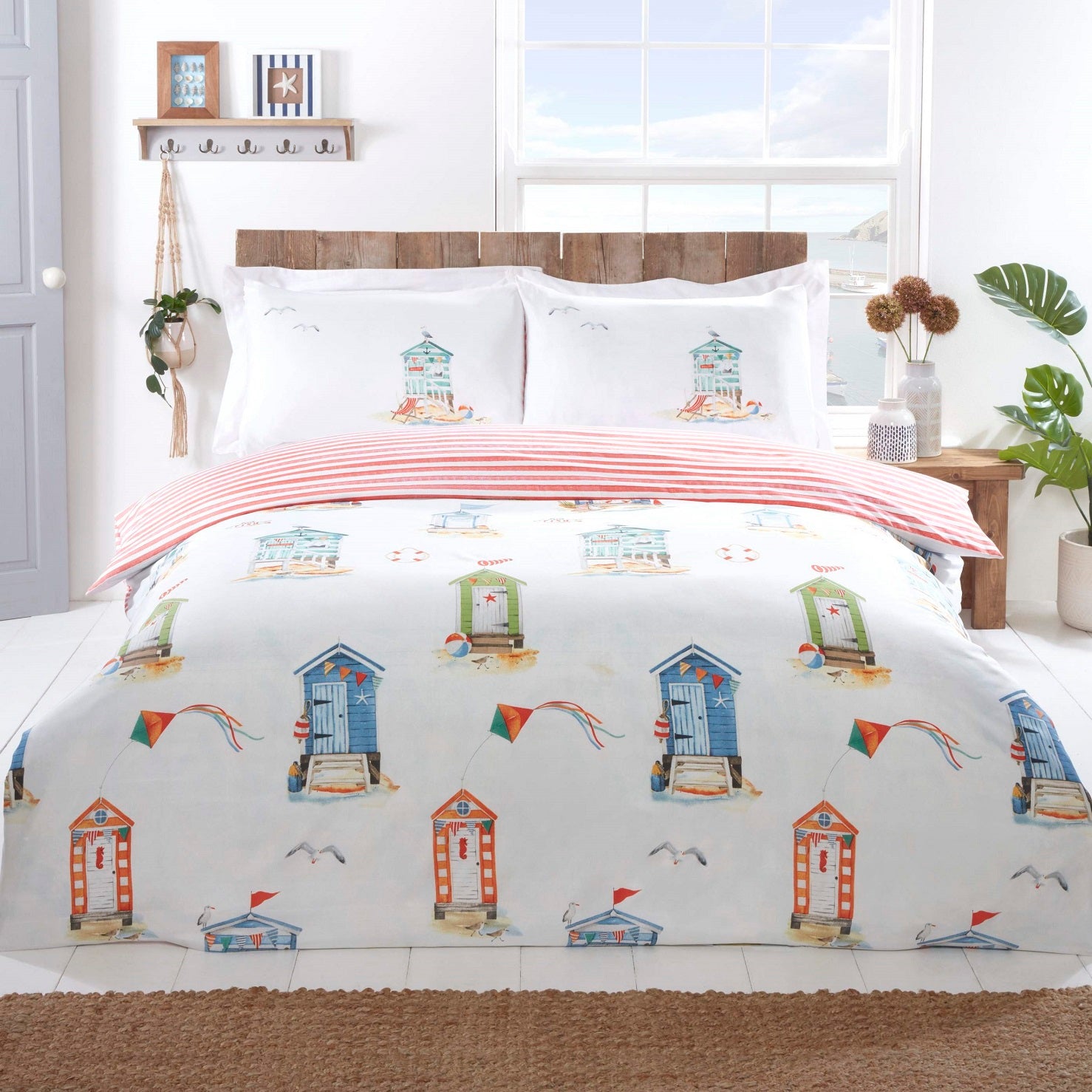 Beach Hut Nautical Duvet Cover Set, King