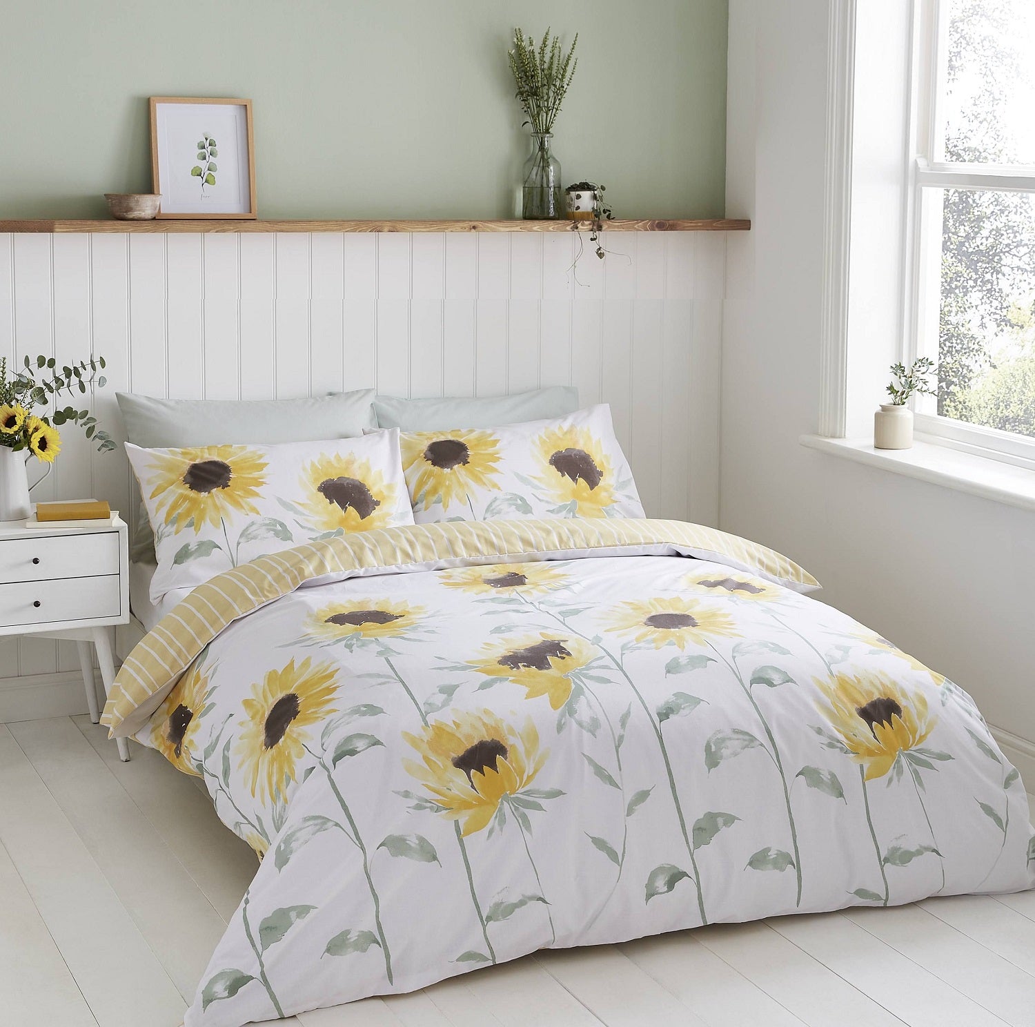 Catherine Lansfield Sun Flowers Duvet Cover Set, Double, Yellow