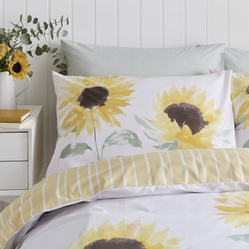 Catherine Lansfield Sun Flowers Duvet Cover Set, Single, Yellow