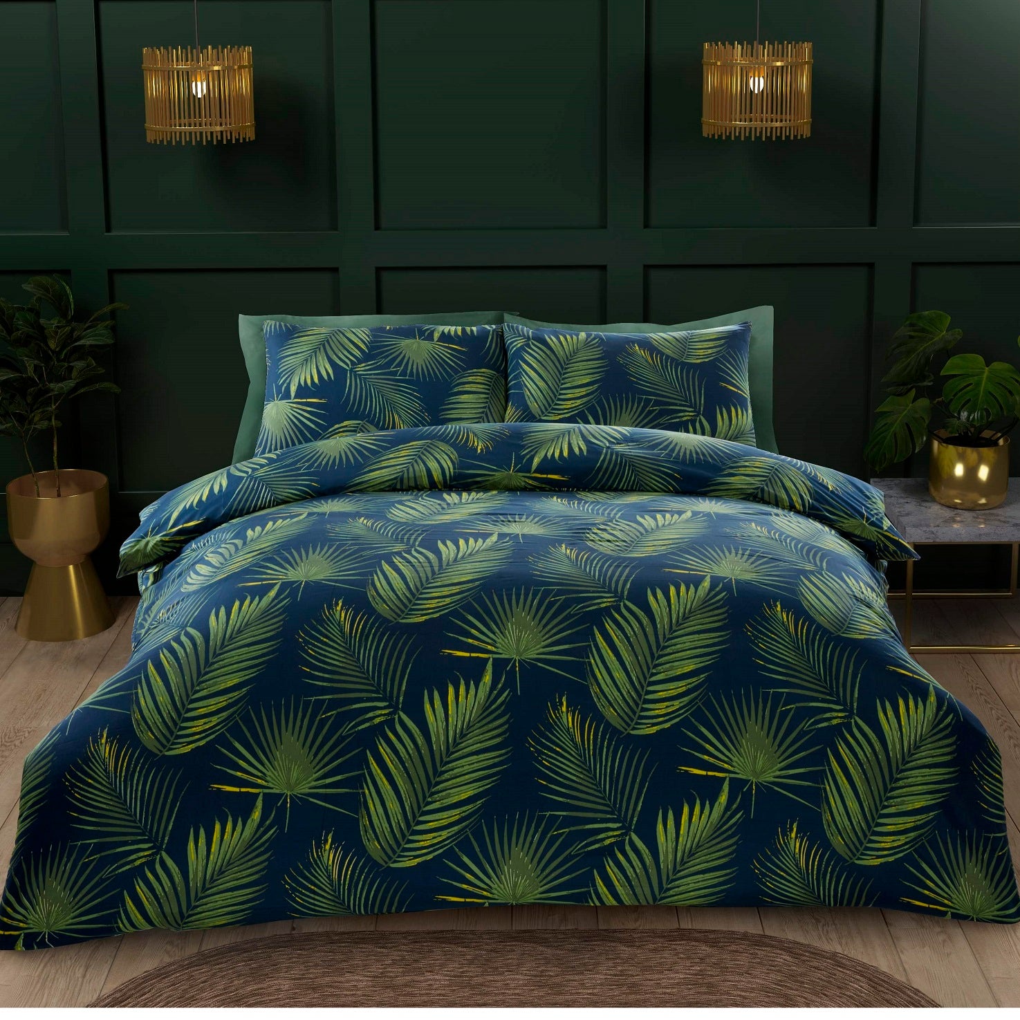 Palma Tropical Jungle Leaves Duvet Cover Set, Single, Green