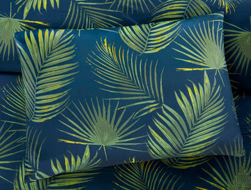 Palma Tropical Jungle Leaves Duvet Cover Set, Double, Green