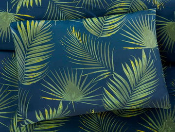 Palma Tropical Jungle Leaves Duvet Cover Set, King, Green