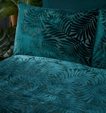 Velvet Jacquard Duvet Cover Set King Paloma Emerald Green