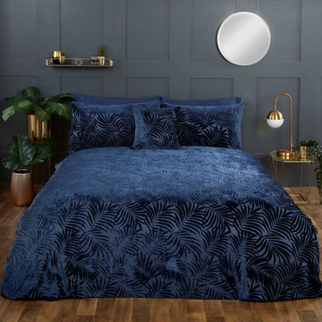 Velvet Jacquard Filled Cushion 45x45cm Paloma Navy Blue