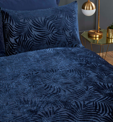 Velvet Jacquard Duvet Cover Set King Paloma Navy Blue