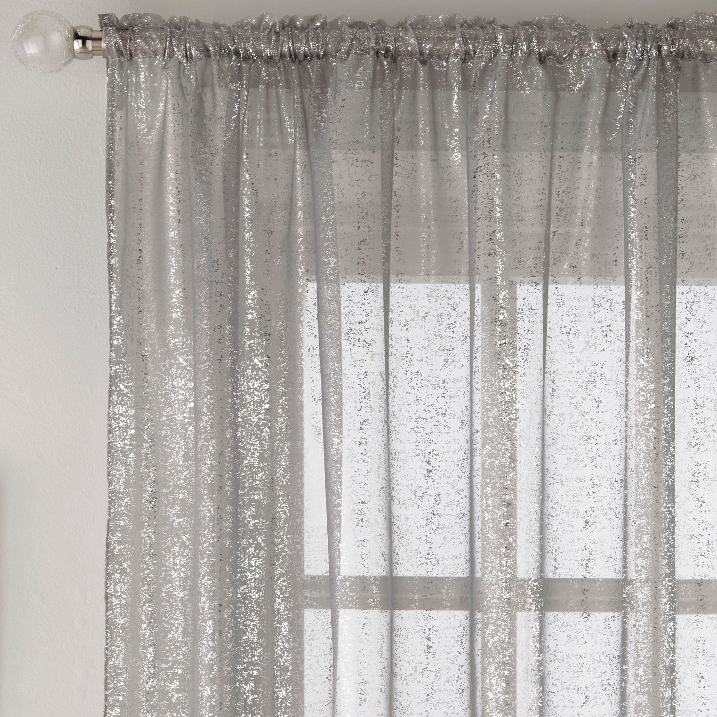 55x90" Pandora Voile Net Curtains Panel - Grey & Silver