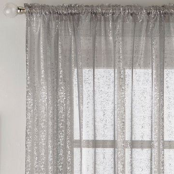 55x54" Pandora Voile Net Curtains Panel - Grey & Silver