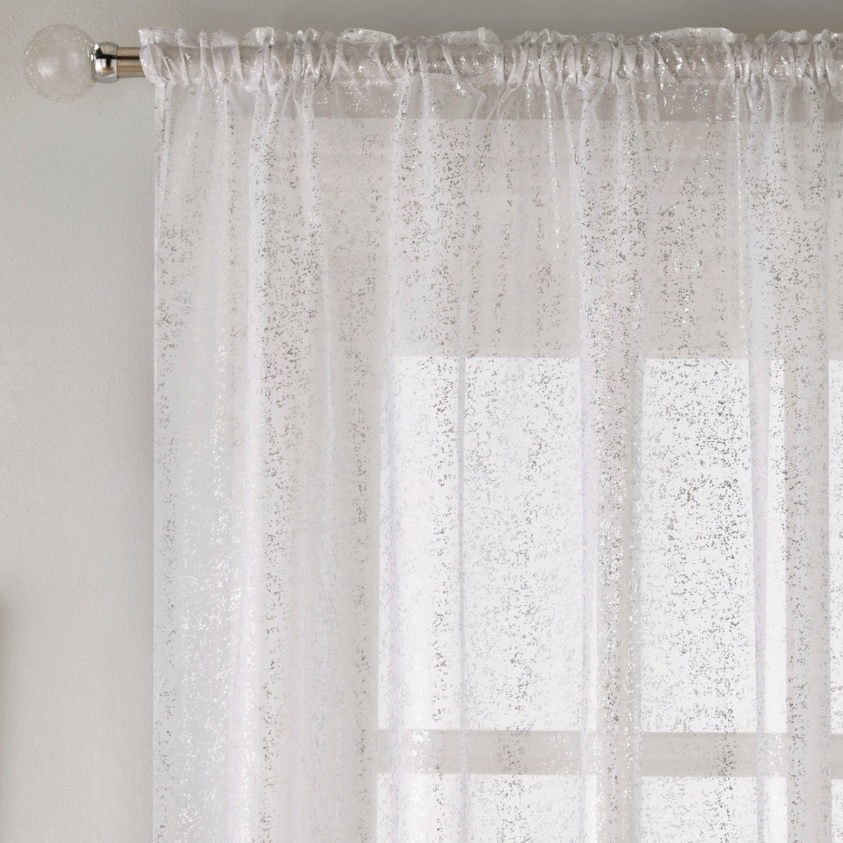 55x72" Pandora Voile Net Curtains Panel - White & Silver