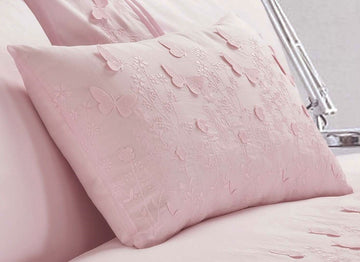 Embroidered Butterfly Filled Boudoir Cushion Papillon Blush Pink