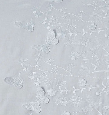 Embroidered Butterfly Filled Boudoir Cushion Papillon White