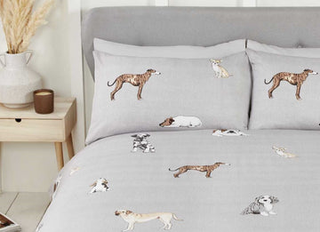 Reversible Paws & Tails Duvet Cover Set, Double, Grey