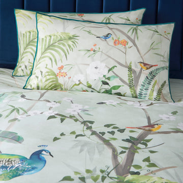 Peacock Tropical Jungle Duvet Cover Set, Super King, Green