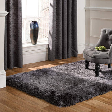 Silky Soft Thick 8cm Shaggy Rug Pearl Charcoal - 63" x 90.5"