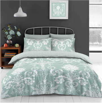 Damask Complete Duvet Cover Set, King, Duckegg