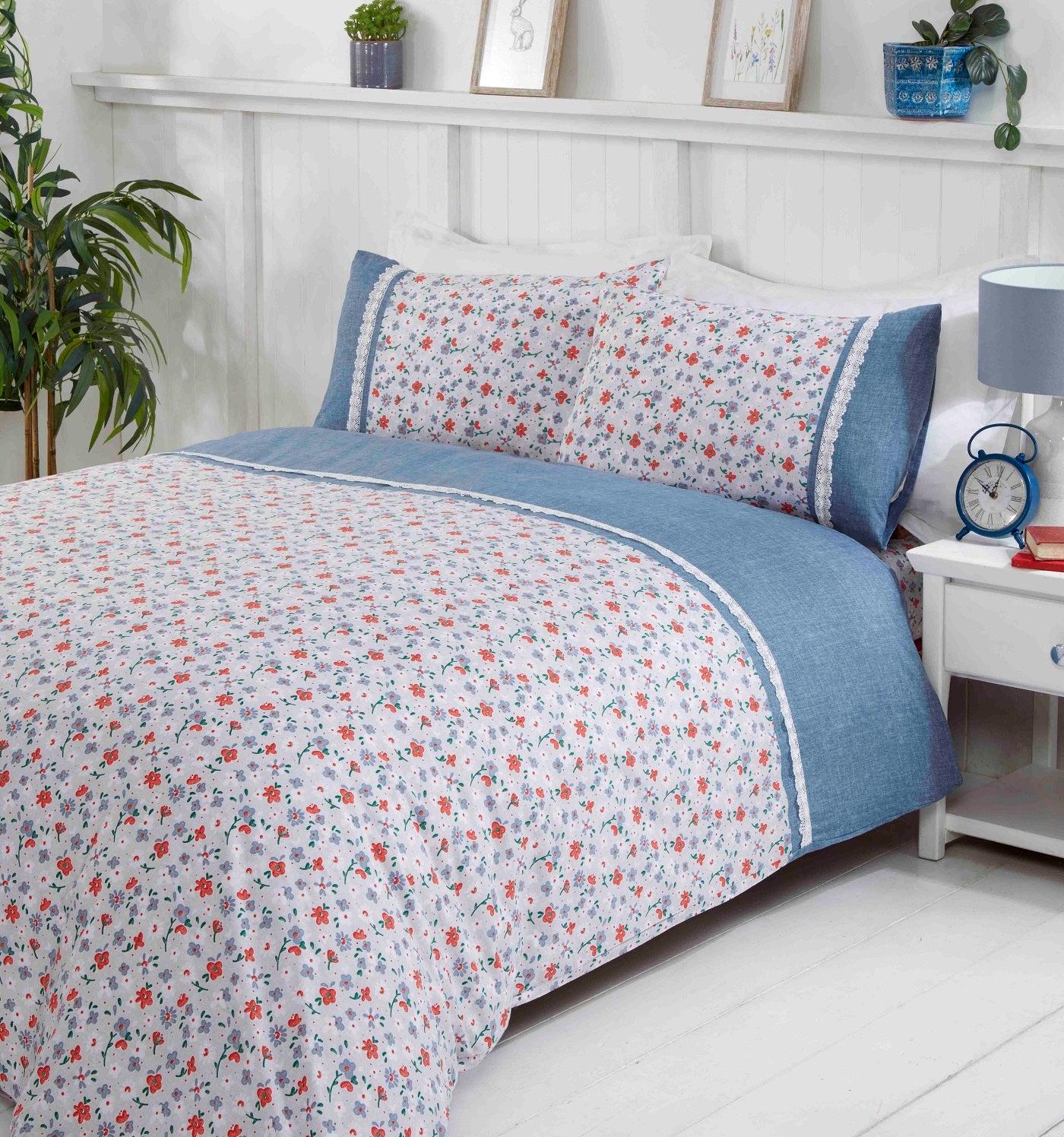 Spring Flowers Duvet Cover Set, Double, Blue