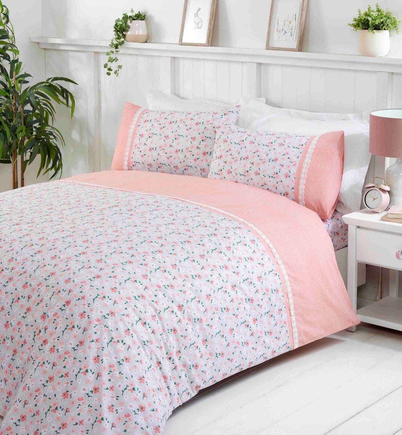 Spring Flowers Duvet Cover Set, King, Blush Pink