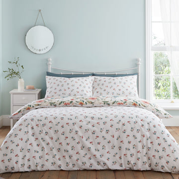 Catherine Lansfield Pippa Floral Birds Duvet Cover Set, King, Natural