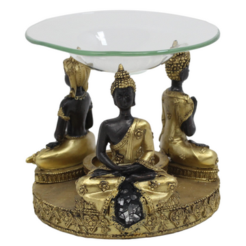 Thai Buddha Wax Melt Oil Burner With Glass Dish White