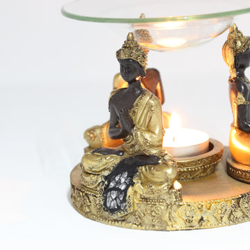 Thai Buddha Wax Melt Oil Burner With Glass Dish White