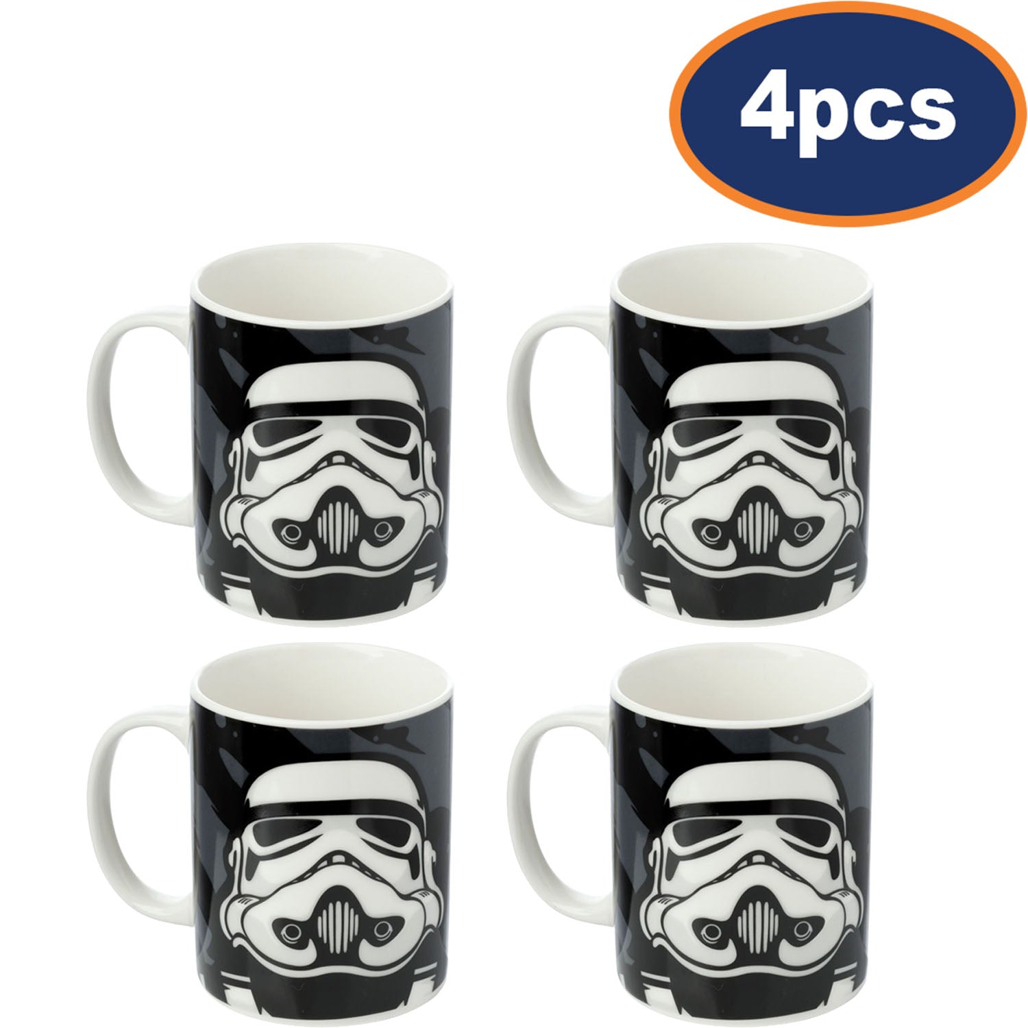 4Pcs Black Stormtrooper Design Mug