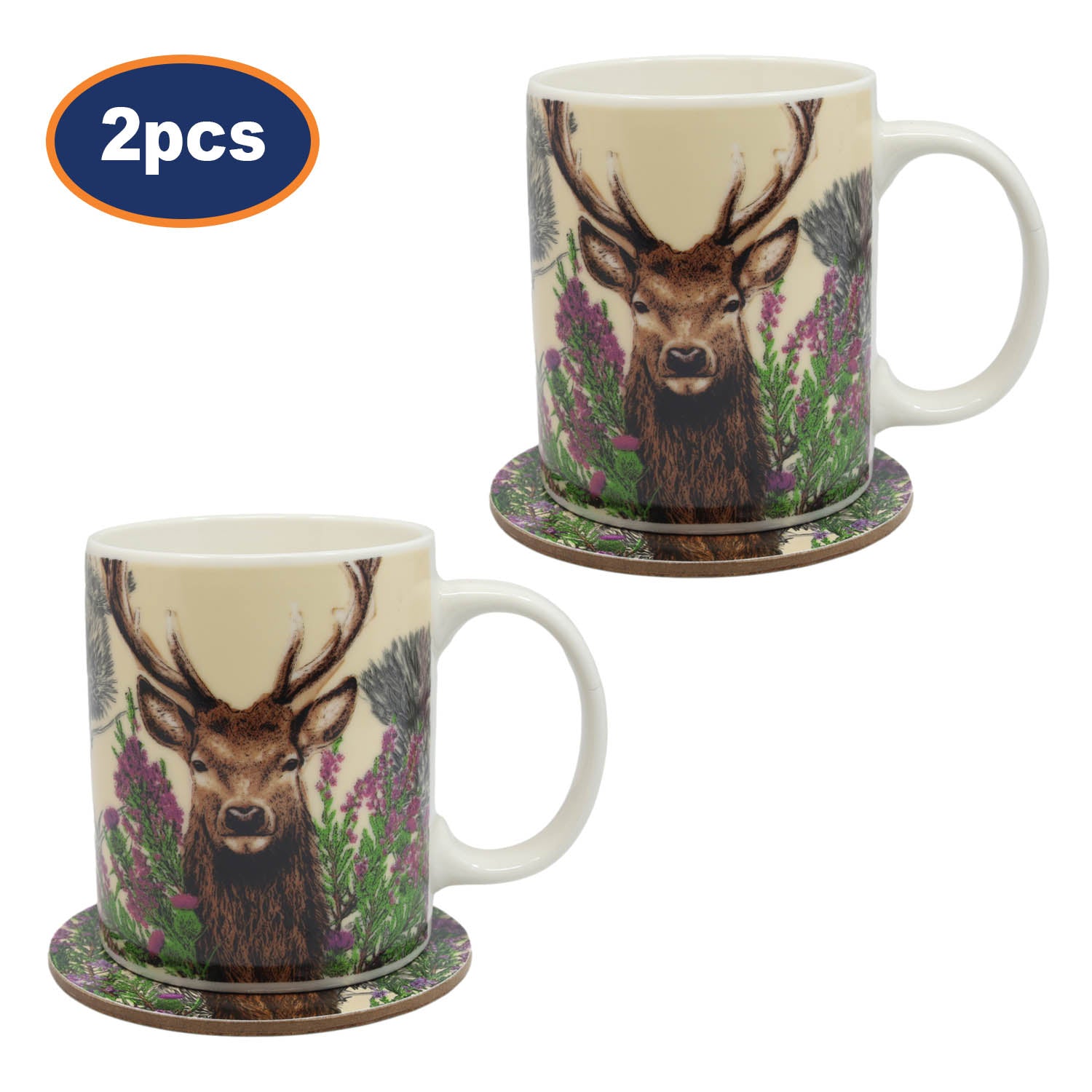 2 Sets of Wild Stag Mug & Coaster