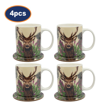 4 Sets of Wild Stag Mug & Coaster