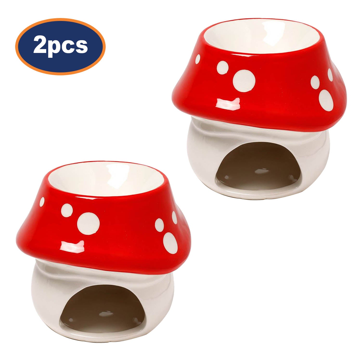 2Pcs Mushroom Fairy Toadstool House Ceramic Oil Burner