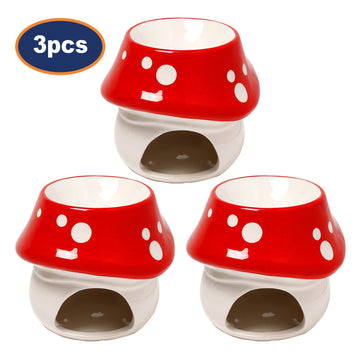 3Pcs Mushroom Fairy Toadstool House Ceramic Oil Burner