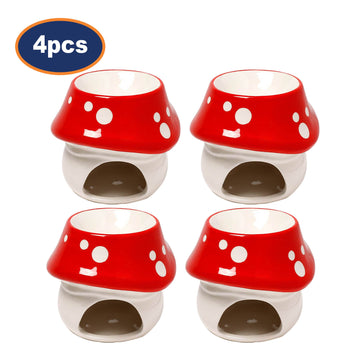 4Pcs Mushroom Fairy Toadstool House Ceramic Oil Burner