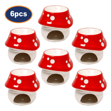 6Pcs Mushroom Fairy Toadstool House Ceramic Oil Burner