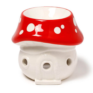 2Pcs Mushroom Fairy Toadstool House Ceramic Oil Burner
