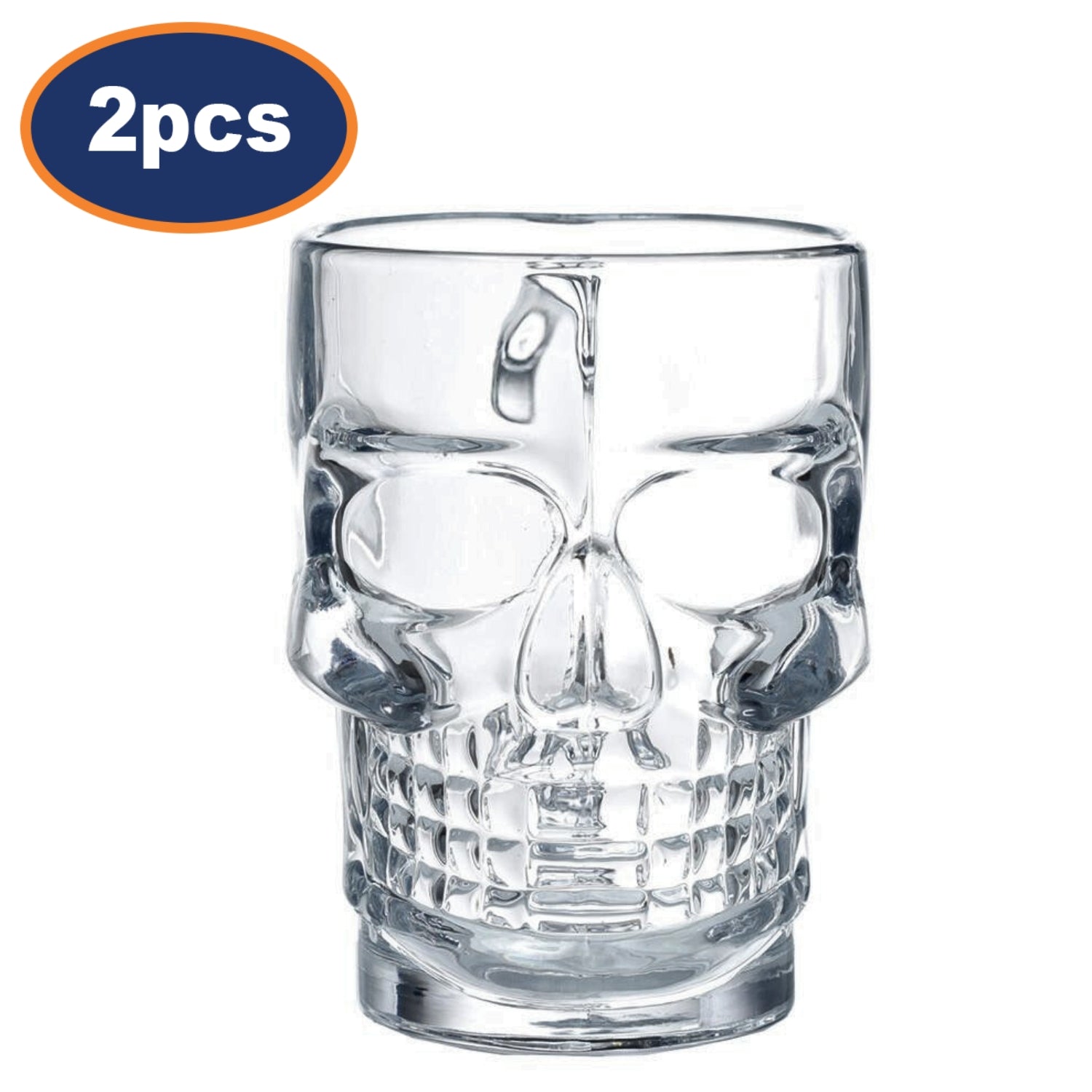 2Pcs Glass Skull Mug