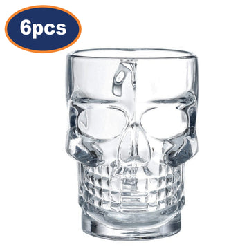 6Pcs Glass Skull Mug
