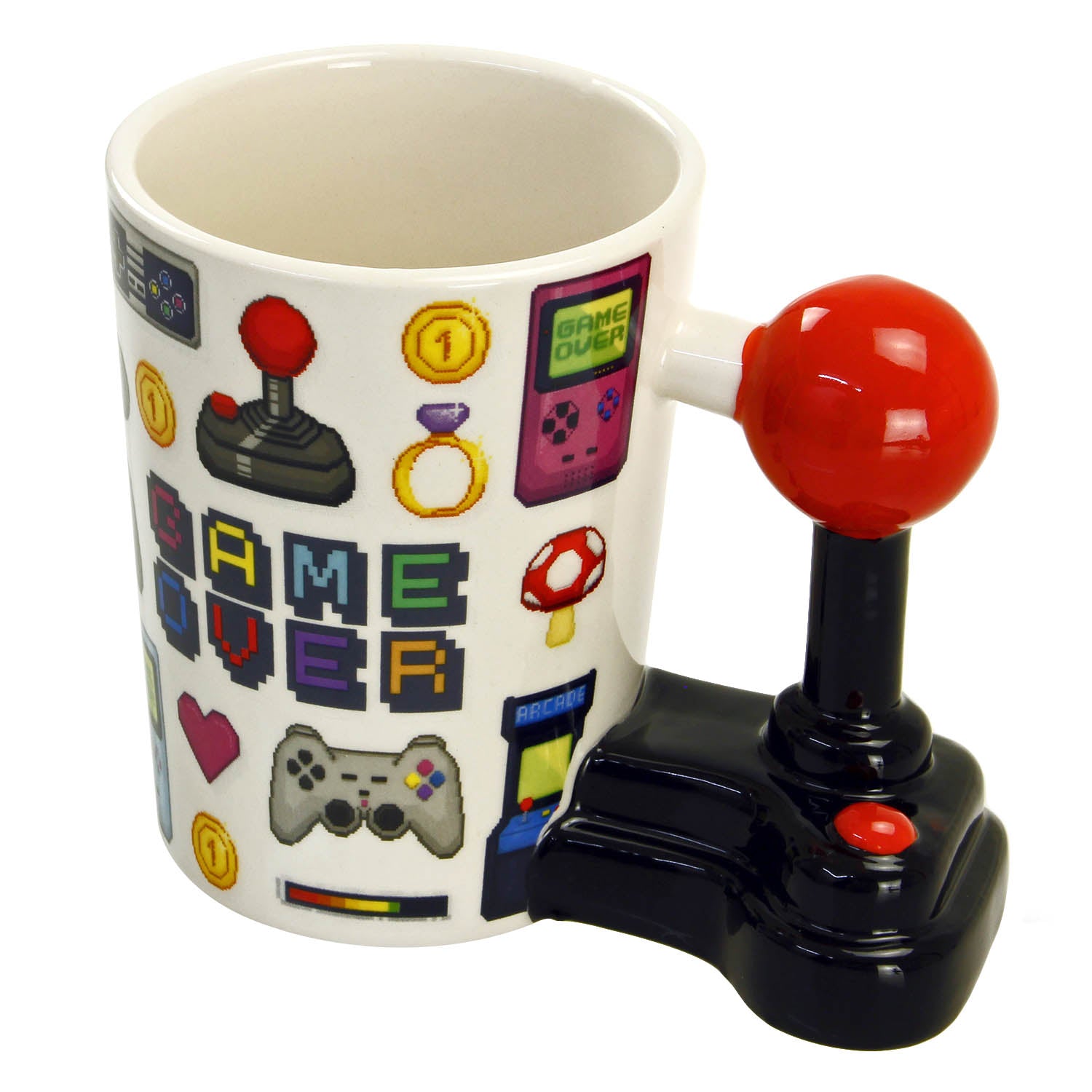 Retro Game Over Novelty Gamer Tea Coffee Mug Gaming Joystick Handle Gift Idea