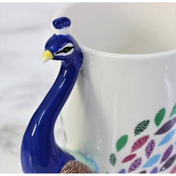 2Pcs Peacock Bird Ceramic Novelty Mug